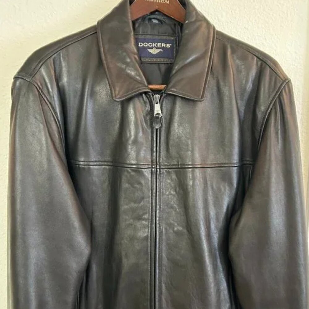 Mens Dockers XL Soft Black Leather Jacket